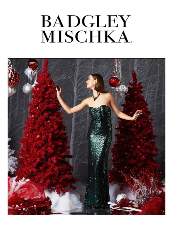 Badgley Mischka Dresses & Skirts - BADGLEY MISCHKA Strapless Bow Front Sequin Mermaid Gown